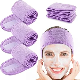 Whaline Spa Facial Headband 4 Packs Head Wrap Terry Cloth Headband Adjustable