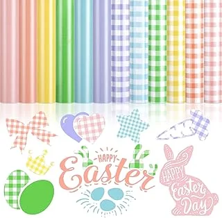 12 Sheet Easter Heat Transfer Vinyl Rainbow Color HTV Iron on Vinyl Plaid