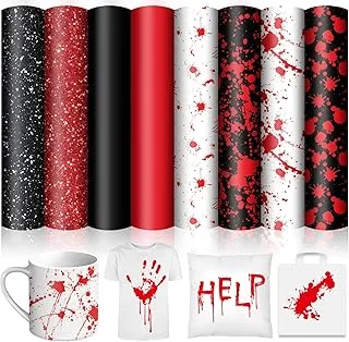 8 Sheet Halloween Heat Transfer Vinyl Horror Bloody Iron on Vinyl Sheet Red