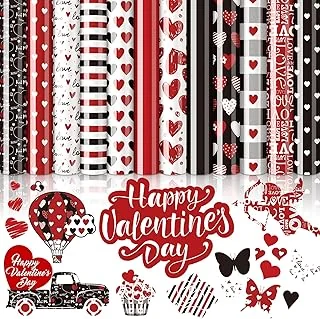 12 Sheet Valentine's Day Heat Transfer Vinyl Red Black White HTV Heart Love