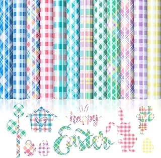 12 Sheet Spring Colorful Heat Transfer Vinyl Buffalo Plaid Iron on Vinyl