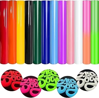 12 Sheet 3D Puff Vinyl Heat Transfer 10 x 12in Assorted Colors Iron on Vinyl