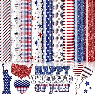 9 Sheet Patriotic Heat Transfer Vinyl 4th of July Glitter Iron on Vinyl