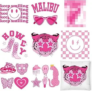 8 Sheet Preppy Heat Transfer Vinyl Stickers Hot Pink Iron on Vinyl HTV Patches