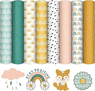 8 Sheet Boho Heat Transfer Vinyl Colorful Rainbow Iron on Vinyl HTV Sheet Pink