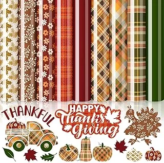 9 Sheet Fall Heat Transfer Vinyl Buffalo Plaid Iron on Vinyl Red Green Orange