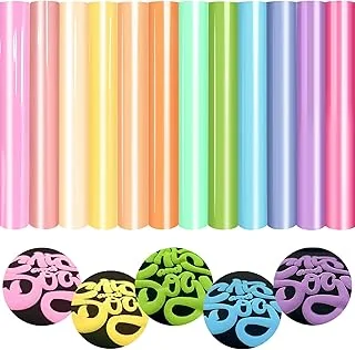 3D Pastel Puff Heat Vinyl Transfer 12 Sheet 12 x 10 Inch 12 Assorted Colors HTV