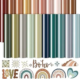 20 Sheets Boho Color Heat Transfer Vinyl Dark Color Iron on Vinyl Assorted