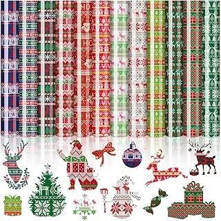 12 Sheets Christmas Heat Transfer Vinyl Ugly Sweater Pattern Iron on Vinyl Xmas