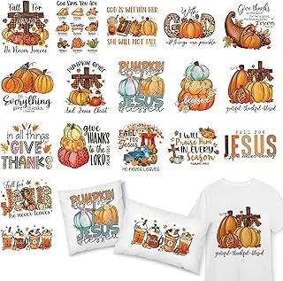 17 Sheets Fall Christian Iron on Stickers Jesus Pumpkin Cross Heat Transfer