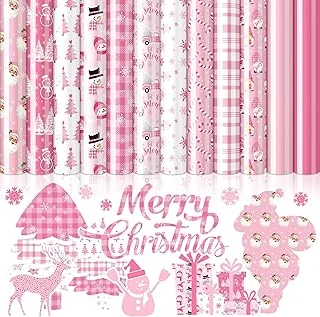 Christmas HTV Heat Transfer Vinyl Iron on Stickers Pink Xmas Tree Santa Snowman