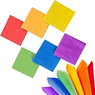 120 Pieces Multicolor Rainbow Cocktail Paper Napkin Beverage Luncheon Napkins 2