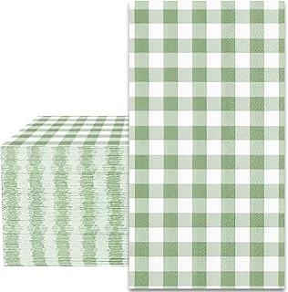 Sage Green Gingham Guest Napkins Buffalo Plaid Disposable Paper Pack 3 Ply