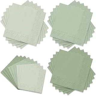 150 Pack Sage Green Napkins 6.5 x 6.5 Inch 3 Colors Disposable Paper Napkins
