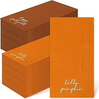 Happy Fall Guest Napkins Orange Brown Paper Napkins Autumn Disposable Guest