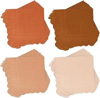 100Pcs Terracotta Cocktail Napkins Gradient Color Scalloped Paper Napkin 4