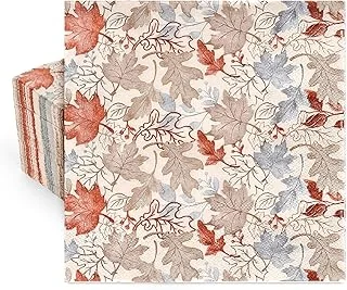 80Pcs Fall Leaves Paper Napkins Watercolor Autumn Maple Leaf Disposable Napkins