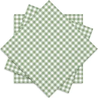 Sage Green Plaid Paper Napkins Checkered Disposable Dinner Napkins Decorative