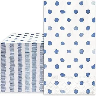 Polka Dots Guest Paper Napkins White Blue 3 Ply Disposable Napkins Dinner Hand
