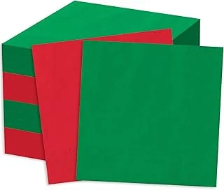 50Pcs Christmas Cocktail Napkins Red Green Color Disposable Napkins Red Green
