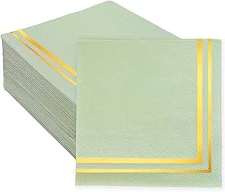 100Pcs Gold and Sage Green Cocktail Napkins Gold Foil Paper Napkin Disposable