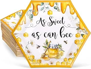 50Pcs World Bee Day Paper Plates Watercolor Honey Hexagonal
