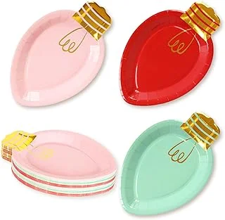 30Pcs Christmas Paper Plate Lights Shape Disposable Dinner