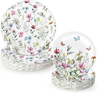 40Pcs Wildflower Paper Plates Floral Party Decoration 7 In