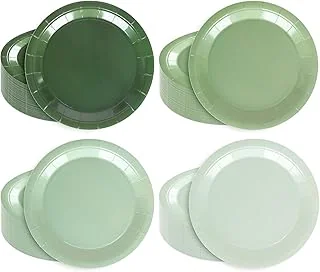 40Pcs Sage Green Paper Plates 4 Colors Gradient Green