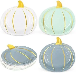 30Pcs Fall Paper Plates Blue Pumpkin Disposable Plates 3