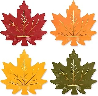 40Pcs Fall Thanksgiving Paper Plates Gold Foil Maple Leaves