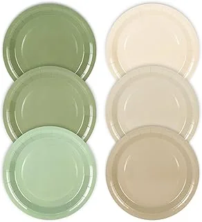 60Pcs Sage Green Paper Plates 9 Inch Gradient Green Beige