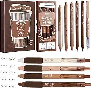 Whaline 10Pcs Cute Coffee Pens Retractable Quick Dry Gel Ink Pens 0.5mm Fine