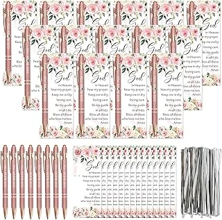 Whaline 50 Sets Pink Christian Party Favor Supplies Rose Bible Verse Cards