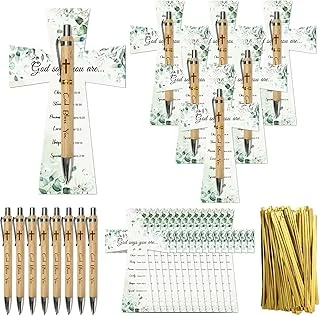 Whaline 50 Sets Christian Party Favor Supplies Greenery Cross Cards Bible Verse