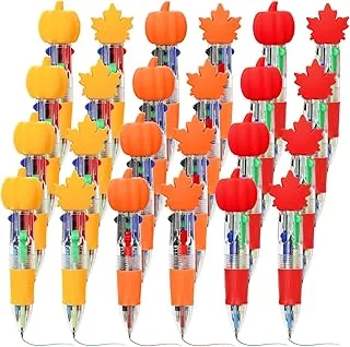 Whaline 24Pcs Fall Thanksgiving Multicolor Pens 4-in-1 Maple Leaves Pumpkins