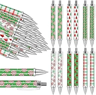 Whaline 60 Pcs Christmas Retractable Ballpoint Pens Bulk Xmas Red Green Candy