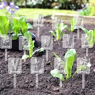 24Pcs Acrylic Plant Label Signs 12 Styles Planted Herb Garden Markers