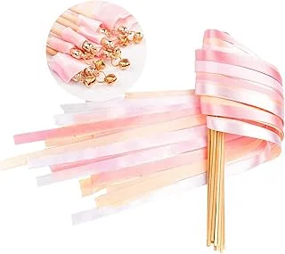 30 Pack Ribbon Sticks Chromatic Silk Ribbon with Bells Fairy Stick Wish Wands