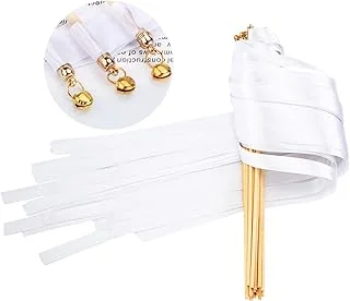 30 Pack Ribbon Sticks Chromatic Silk Ribbon with Bells Fairy Stick Wish Wands