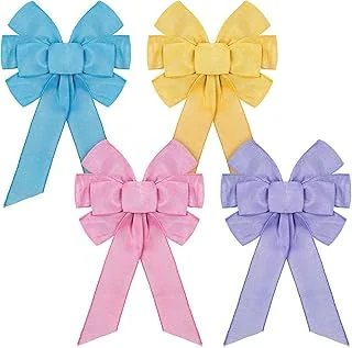 4pcs Spring Wreath Bow Large Easter Colorful Wreath Bow Decoration Wreath