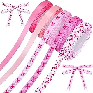 50 Yards Breast Cancer Awareness Grosgrain Ribbon Satin Pink & Hot Pink Craft