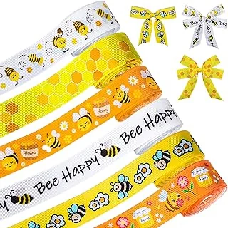 6 Rolls Bee Grosgrain Ribbon World Bee Day Decoration Ribbons Honey Bee
