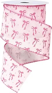 Pink Bow Wired Edge Ribbon 2.5 Inch Coquette Bow Fabric Craft Ribbon