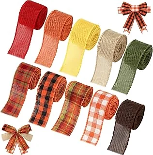 Sponsored Ad - 10 Rolls 50 Yard Burlap Ribbon 1.5 Inch Decorative Wrapping