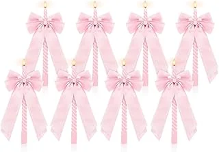 8Pcs Pink Spiral Taper Candles with Ribbon Bow Decor Dripless Twisted Wax