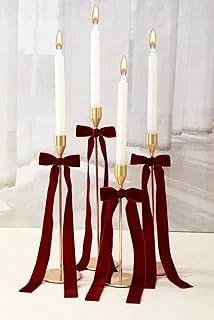 12Pcs Velvet Christmas Bows for Candlestick Decor 4