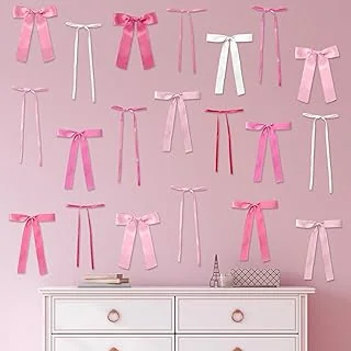 46Pcs Pink Ribbon Bow Wall Decor DIY Bow Backdrop Photo Props