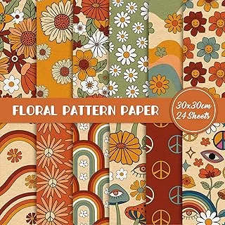 24 Sheet Retro Floral Pattern Paper