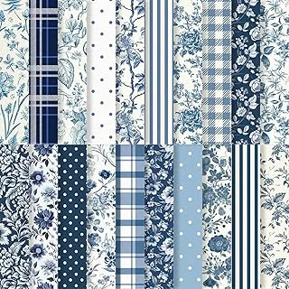 40 Sheets Blue Floral Pattern Paper